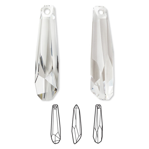 Focal 12pk crystal partially frosted, Swarovski® 30x7mm pendant crystalacite 6017/G image number 0