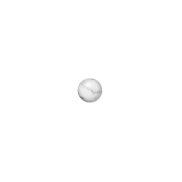 Cabochon, white howlite (natural), 5mm calibrated round, B grade, Mohs hardness 3 to 3-1/2. Sold per pkg of 16. image number 0