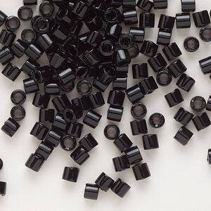 Seed bead, Delica®, glass, pkg/250g, #8 round, opaque black (DBL-0010).