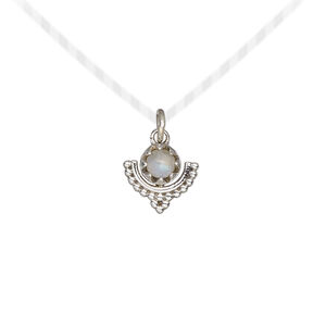 Rainbow moonstone / sterling silver 1pkg1, beaded moon drop natural antiqued 10x10mm