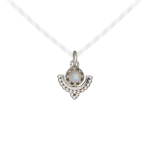 Rainbow moonstone / sterling silver 1pkg1, beaded moon drop natural antiqued 10x10mm image number 0