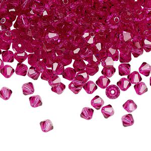 Bead 48pk fuchsia, Preciosa Czech crystal 4mm bicone