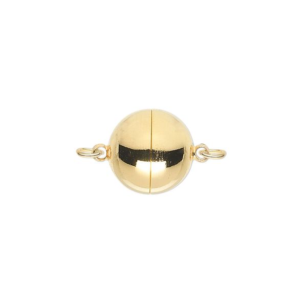 Clasp magnetic 1pkg1 gold-plated, 12mm round, copper 1-strand image number 0
