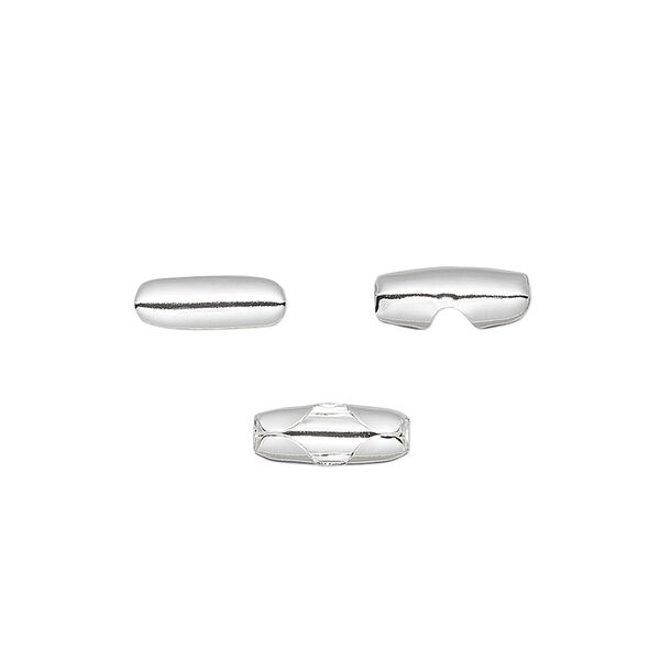 Ball chain connector, silver-plated brass, 10x4mm, fits 3.2mm ball chain. Sold per pkg of 100. image number 0