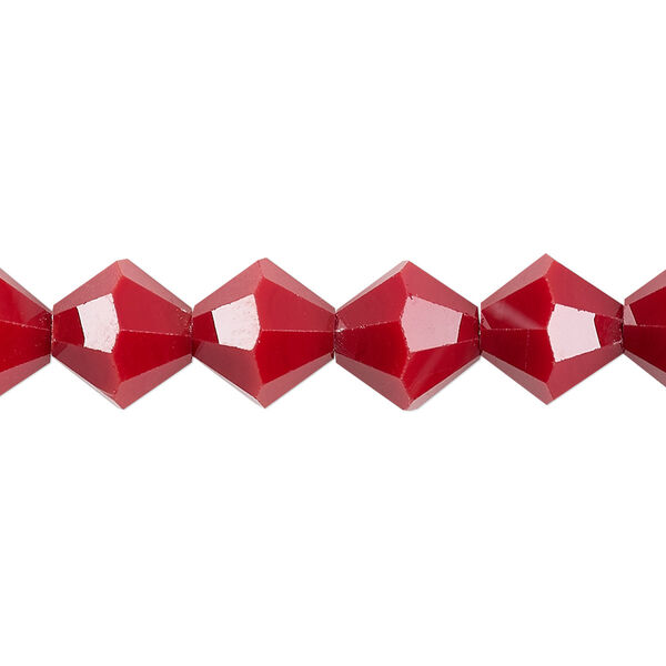 Bead 1pk opaque red, Celestial Crystal® 10mm bicone 8 inch image number 0