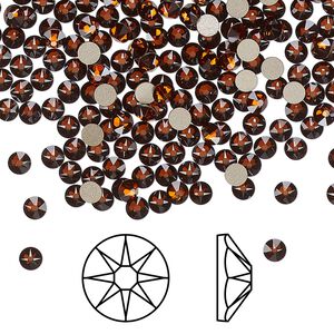 Flat back 144pk smoked amber foil back, Crystal Passions® 3-3.2mm rose round SS12 2088