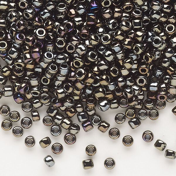 Seed bead, Dyna-Mites™, glass, opaque iris gold, #8 round. Sold per 1/2 kilogram pkg. image number 0