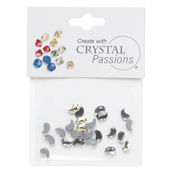 Flat back mix 1pkg24 crystal AB and black diamond, Crystal Passions&reg; rhinestone 6x3.7mm hotfix paisley X & Y image number 0