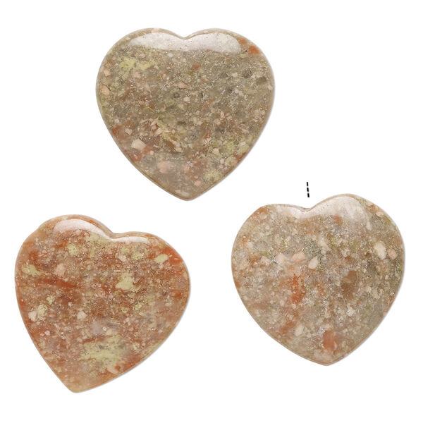 Autumn jasper 1pkg3, half-drilled puffed heart drop natural B grade, 23-25mm image number 0