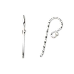 Ear wire fishhook 1pkg2 sterling silver, 12mm / 1.5mm ball / open loop, 19 gauge 1 pair