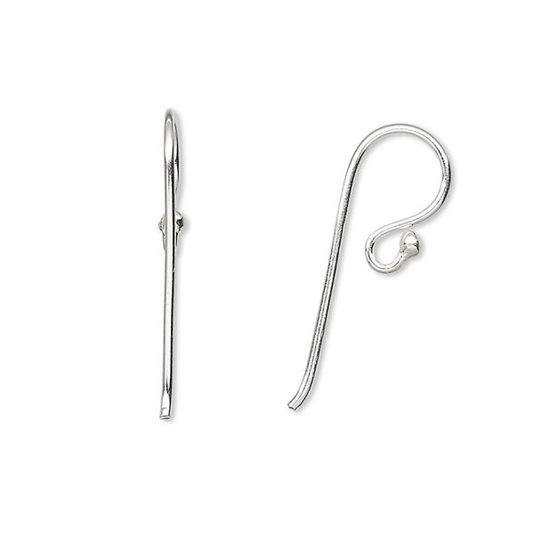 Ear wire fishhook 1pkg2 sterling silver, 12mm / 1.5mm ball / open loop, 19 gauge 1 pair image number 0
