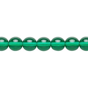 Bead, Czech glass druk, transparent teal, 8mm round. Sold per 15-1/2" to 16" strand.