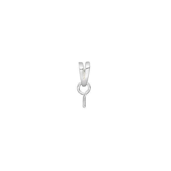 Bail, rabbit ear, sterling silver, 6x3mm with eye pin. Sold individually. image number 0