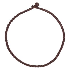 Necklace cord, satin-finished nylon, brown, 6mm hand-braided, 18 inches with knot closure. Sold individually.