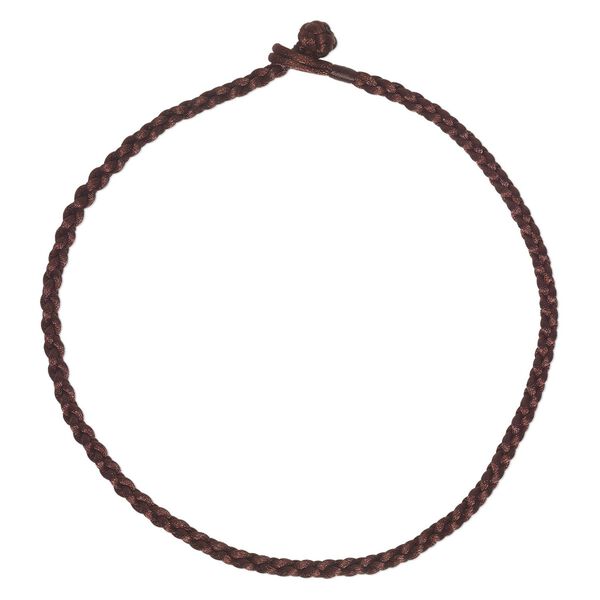 Necklace cord, satin-finished nylon, brown, 6mm hand-braided, 18 inches with knot closure. Sold individually. image number 0