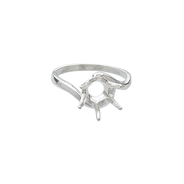 Ring, Sure-Set™, sterling silver, swirl band with 10mm 6-prong round setting, size 8. Sold individually. image number 0