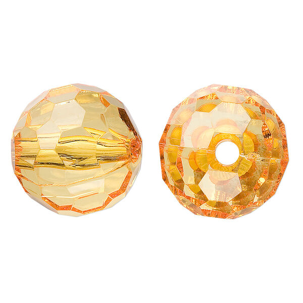 Bead, acrylic, orange, 20mm faceted round. Sold per 100-gram pkg, approximately 20 beads. image number 0