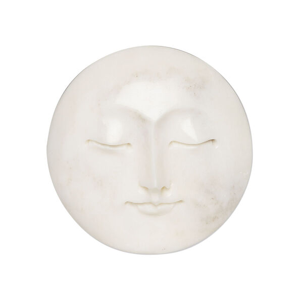 Cabochon, cow bone (bleached), 30mm hand-cut single-sided moon face. Mohs hardness 2-1/2. Sold individually. image number 0