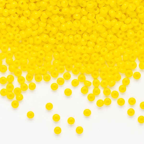 Seed bead, Preciosa Ornela, Czech glass, pkg/50g, opaque yellow, #10 rocaille. image number 0