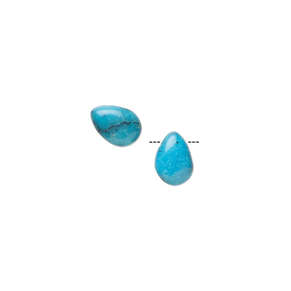 Bead mix, turquoise (dyed / stabilized), blue, 7x6mm-10x7mm hand-cut top-drilled puffed teardrop with 0.8-1.1mm hole, B- grade, Mohs hardness 5 to 6. Sold per pkg of 2. image number 0