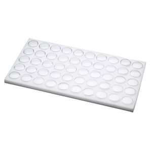 Display insert, faceted gems, foam and acrylic, white and clear, 14 x 7-3/4 x 3/4 inches with (50) 1-1/8 x 3/4 inch reclosable vials, fits standard full tray. Sold individually.