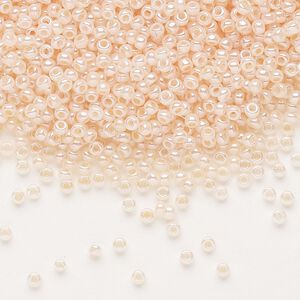 Seed bead, Dyna-Mites™, glass, pkg/40g, #11 round, opaque ceylon pastel peach, (332 11/0 RR).