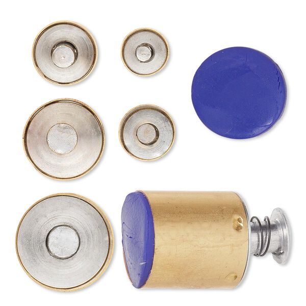 Clay cutter, Kemper®, brass, 9-19mm assorted circle with built-in pop-out tool. Sold per 5-piece set. image number 0