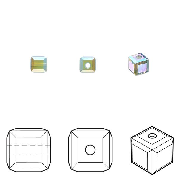 Bead 12pk Pacific opal shimmer, Crystal Passions® 4mm cube 5601 image number 0