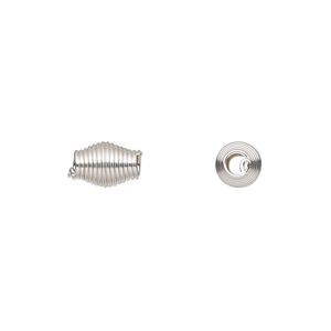 Bead, sterling silver, 9x6mm coiled oval. Sold per pkg of 2.