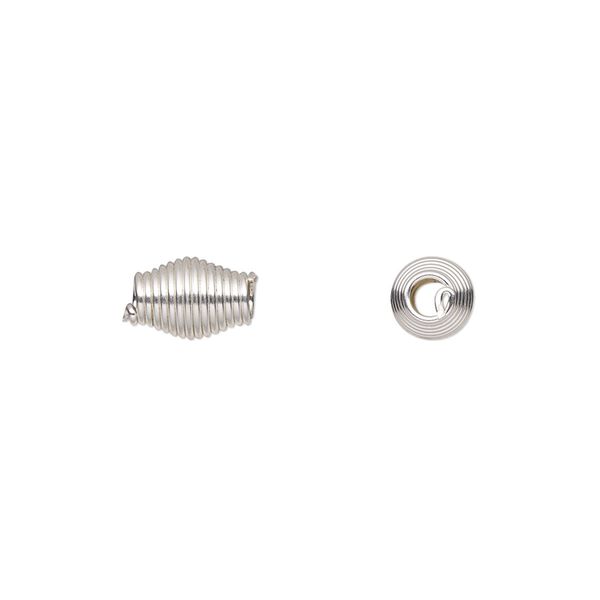 Bead, sterling silver, 9x6mm coiled oval. Sold per pkg of 2. image number 0