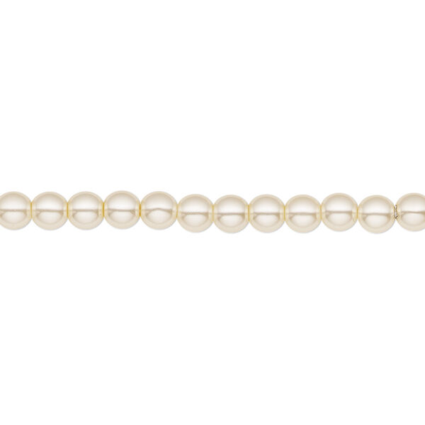 Bead, Czech pearl-coated glass druk, opaque cream, 4mm round. Sold per 15-1/2" to 16" strand. image number 0