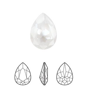 Fancy stone 48pk crystal electric white ignite LacquerPRO, Swarovski® 18x13mm pear 4320