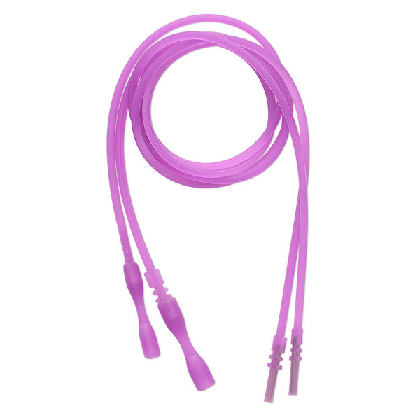 Necklace cord, silicone, translucent fuchsia, 2-2.2mm wide, 16 inches with snap closure. Sold per pkg of 4. image number 0