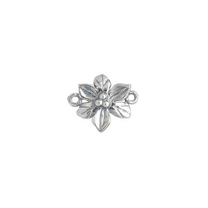 Link, JBB Findings, antiqued sterling silver, 12.5x11.5mm single-sided flower. Sold individually.
