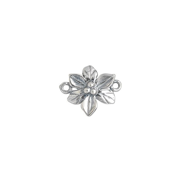 Link, JBB Findings, antiqued sterling silver, 12.5x11.5mm single-sided flower. Sold individually. image number 0