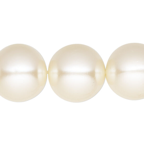 Bead, acrylic pearl, opaque cream, 16-18mm round with 0.7mm hole. Sold per 28-inch strand. image number 0