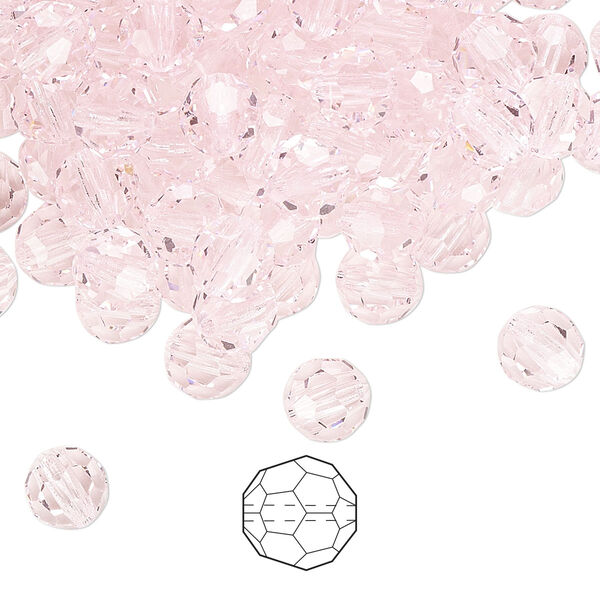 Bead 288pk pink sapphire, Preciosa Czech crystal 6mm round image number 0