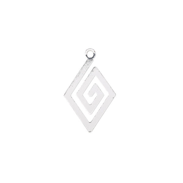 Drop, silver-plated steel, 18x12mm two-sided diamond. Sold per pkg of 10. image number 0