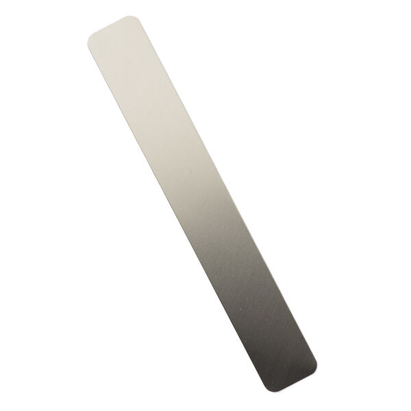 Sheet, copper / zinc / nickel, nickel silver, half-hard, 7x1-inch rectangle with rounded corners, 24 gauge. Sold individually. image number 0