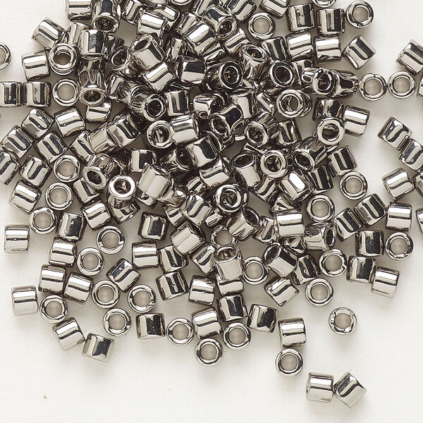 Seed bead, Delica®, glass, pkg/50g, #8 round, opaque nickel-plated (DBL-0021). image number 0