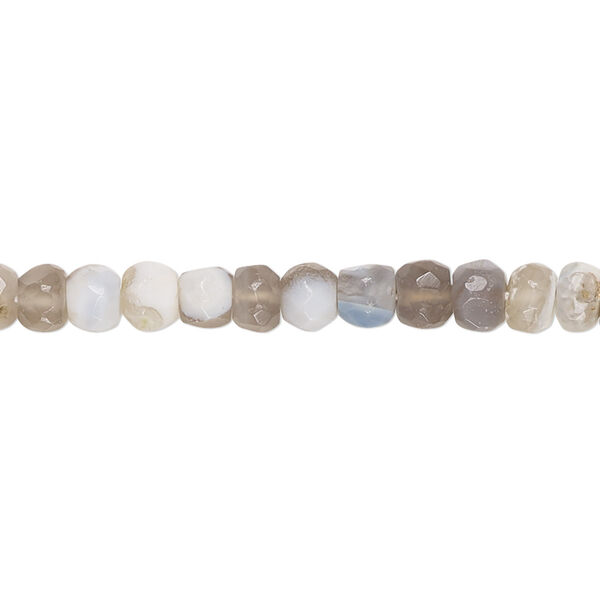 Grey agate / blue lace agate 1pkg1, hand-cut faceted rondelle bead natural D grade, 8 inch 5x3mm-6x4mm image number 0