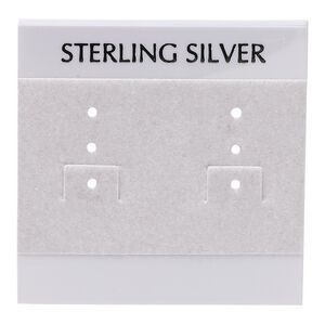 Earring card, flocked plastic, grey and black, 2x2-inch square with "STERLING SILVER." Sold per pkg of 100.
