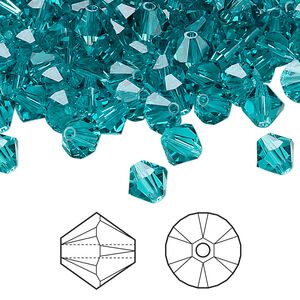 Bead 144pk blue zircon, Crystal Passions® 6mm bicone 5328
