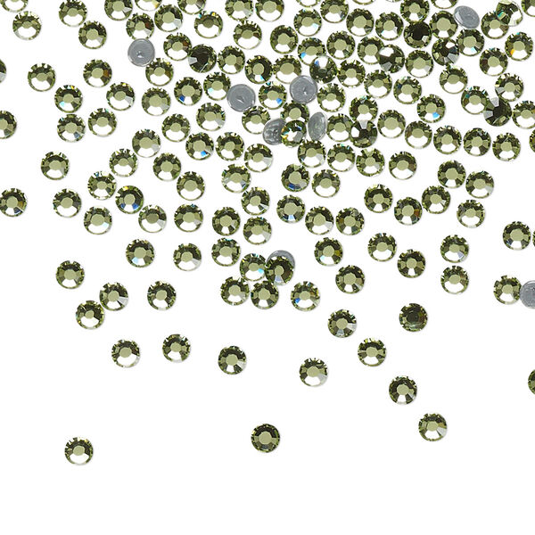 Flat back, Dance With Me™ crystal hotfix rhinestone, peridot, foil back, 2.3-2.5mm rose, SS8. Sold per pkg of 144 (1 gross). image number 0