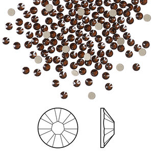 Flat back 1pkg1440 smoked topaz foil back, Swarovski® ReCreated™, 2.1-2.3mm rose round SS7 2058