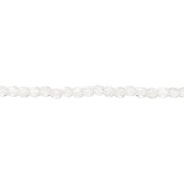 Bead, Czech fire-polished glass, transparent crystal, 2.4-2.6mm faceted round. Sold per 8-inch strand, approximately 80 beads. image number 0