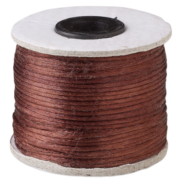 Cord, Satinique™, satin, dark brown, 1mm. Sold per 200-foot spool. image number 0