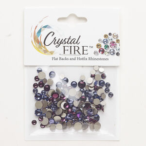 Flat back mix 1pkg144 tanzanite and amethyst foil back, Crystal FIRE®, 3.00-4.80mm round SS12 / SS16 / SS20