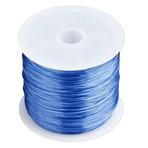 Cord, stretch, elastic floss, blue, 0.5mm diameter, 3-pound test. Sold per 150-foot spool.