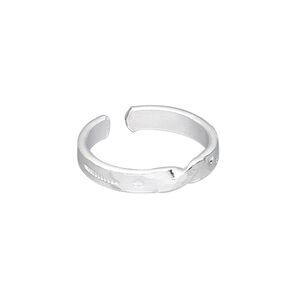 Ring, silver-plated copper, 4mm wide with twist design, adjustable. Sold individually.